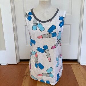 Chaser NWT Sleeveless Lipstick Print Burnout Tee Shirt‎ Small